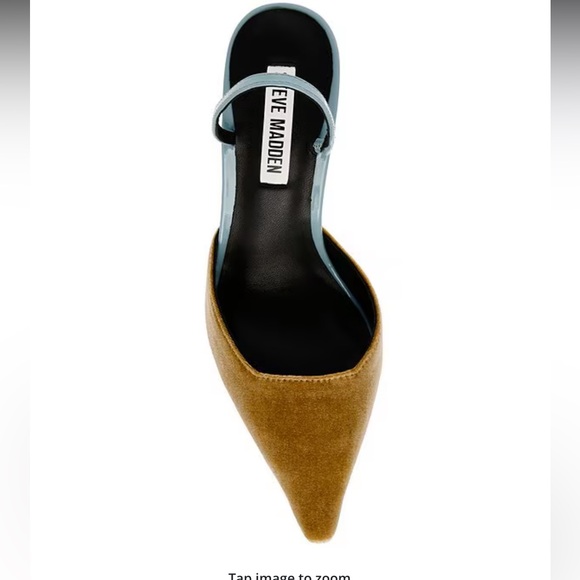 NIB Steve Madden The Drew Velvet Slingback Pumps Tan and blue - Picture 2 of 3